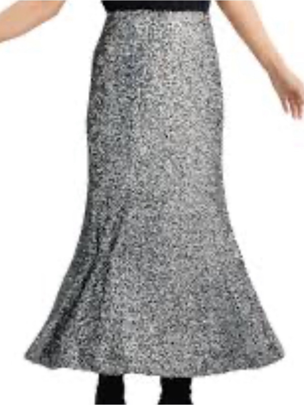 Women's Metallic Knit Maxi Skirt - Charcoal Gray
